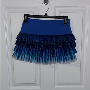 Lucky in Love Navy and Teal Tiered Mini Skirt